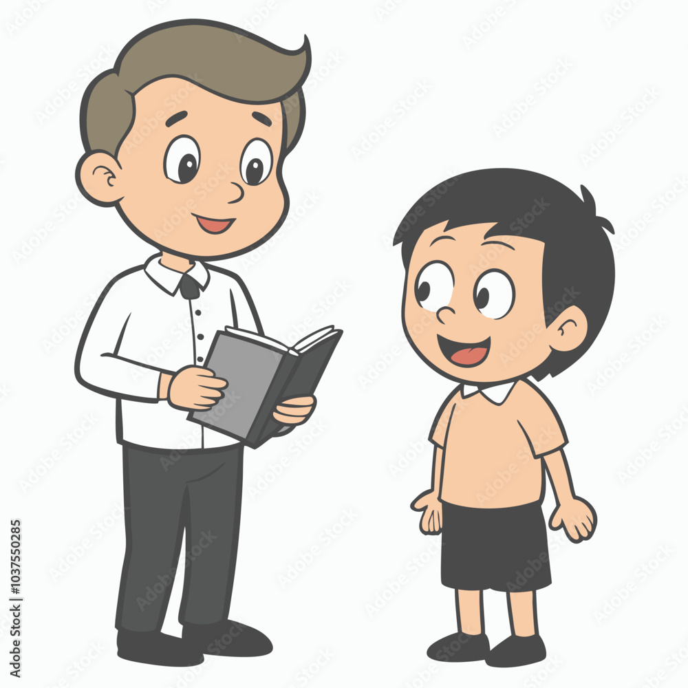 Boy Reading Book Outline Vector Illustration | Minimalist Line Art on White Background Boy Reading Book Outline Vector Illustration | Minimalist Line Art on White Background