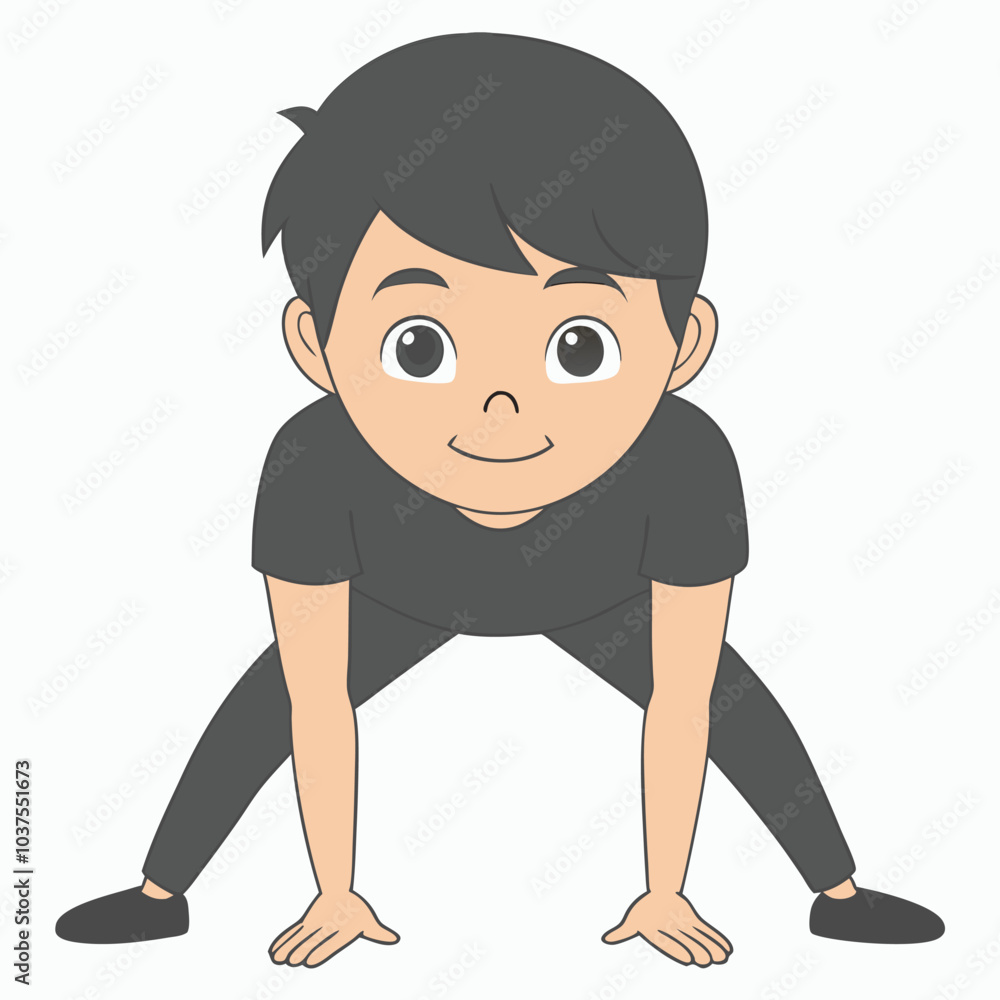 Fototapeta premium Boy Yoga Outline Vector Illustration | Minimalist Line Art on White Background