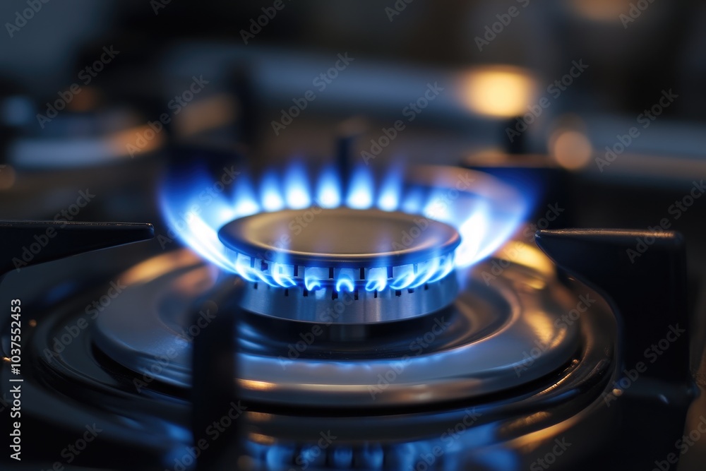 Blue Flame Heating Up Culinary Creations in Kitchen Blue Flame Heating Up Culinary Creations in Kitchen