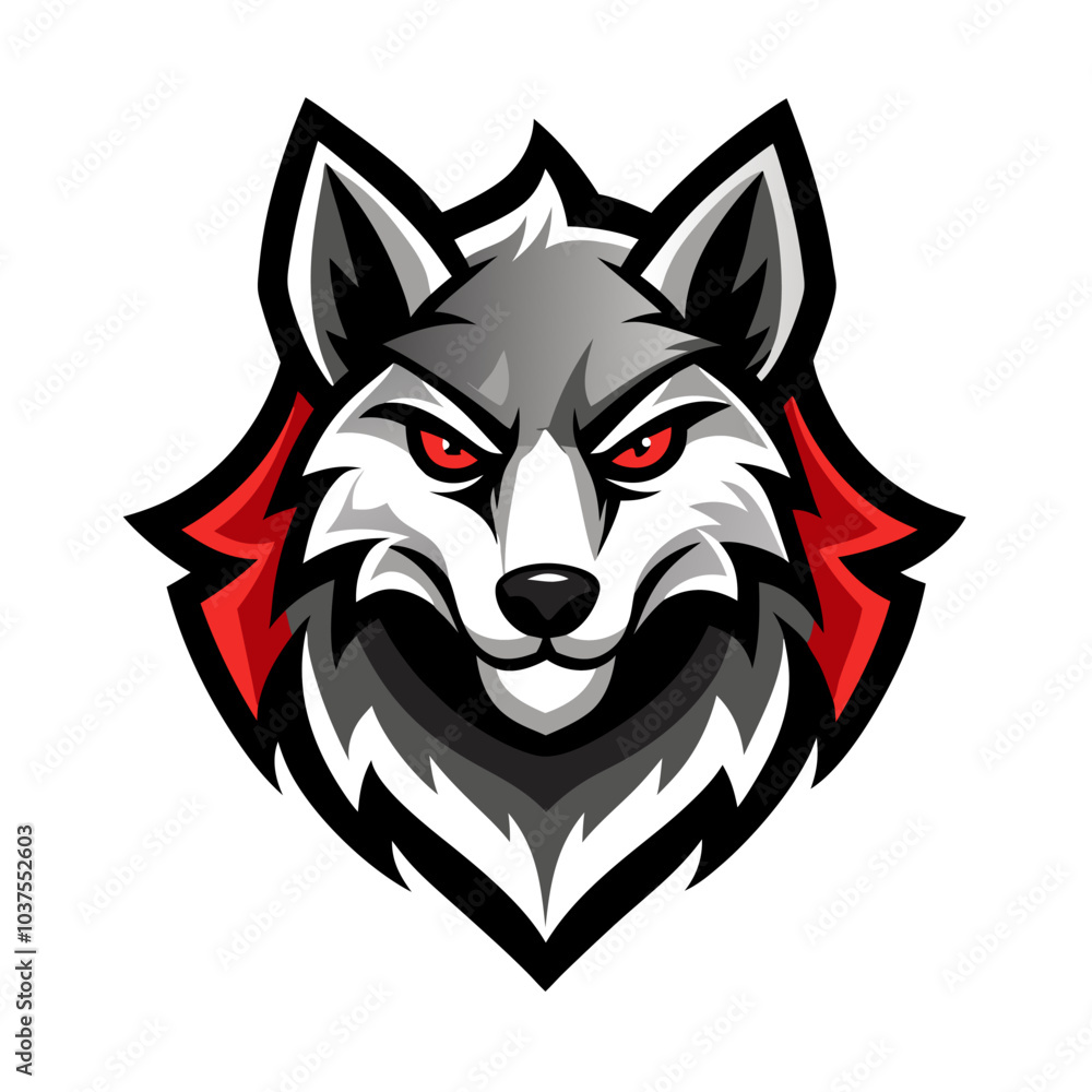 Fierce Wolf Mascot Head Esports Logo Design Vector Illustration Fierce Wolf Mascot Head Esports Logo Design Vector Illustration