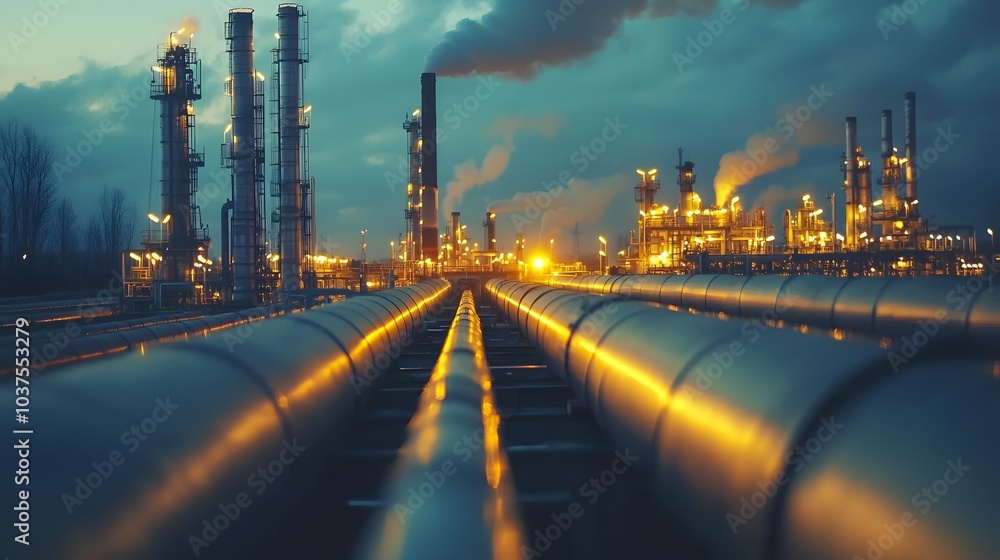 Industrial Pipeline at Dusk. Industrial Pipeline at Dusk.