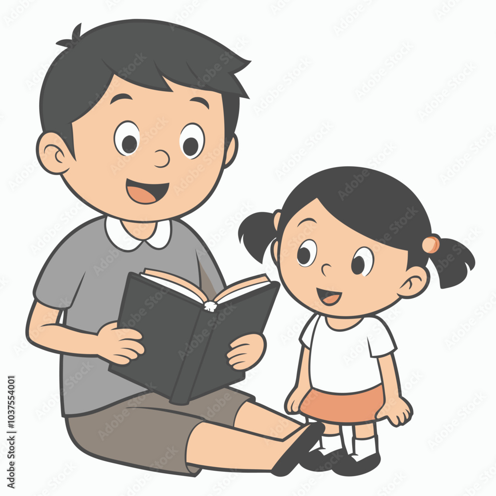 Boy Reading Book Outline Vector Illustration | Minimalist Line Art on White Background Boy Reading Book Outline Vector Illustration | Minimalist Line Art on White Background