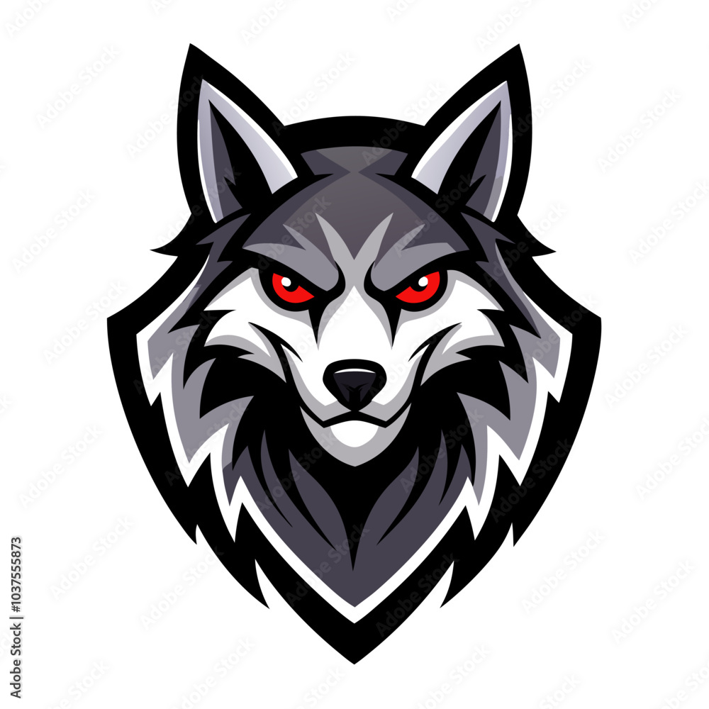 Fierce Grey Wolf Mascot Logo Esports Character Design, Vector Illustration Fierce Grey Wolf Mascot Logo Esports Character Design, Vector Illustration