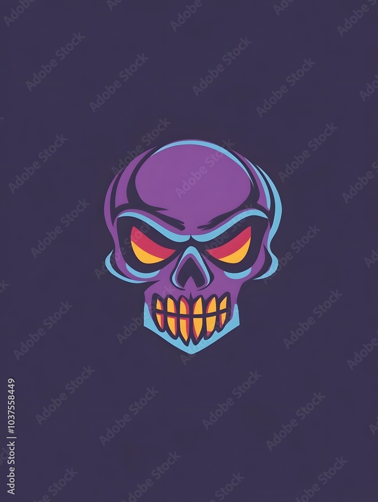 Purple Skull Creepy Horror Skeleton Head Icon Logo Symbol Purple Skull Creepy Horror Skeleton Head Icon Logo Symbol