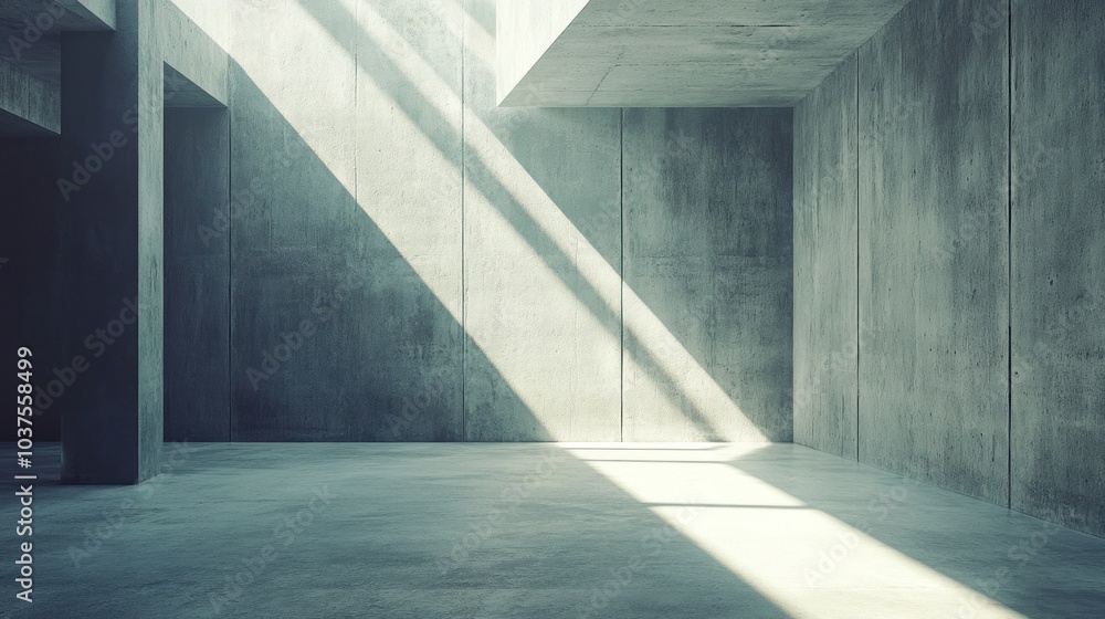 Sunlight Illuminating an Empty Concrete Room Sunlight Illuminating an Empty Concrete Room