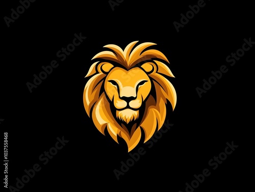 Yellow Majestic Wildlife Lion Icon Logo Symbol photo