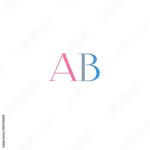 Minimalist AB logo design with pink and blue colors on a white background.