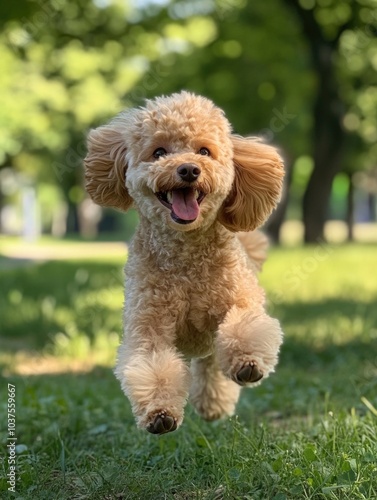 Happy Puppy Running in Park