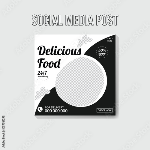 Restaurant social media post design burger & pasta online sale promotion Food