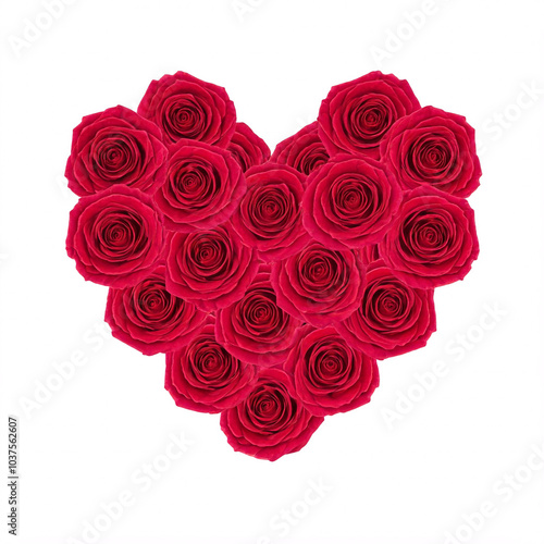 Wallpaper Mural red rose heart shape valentines day - flower arrangement design isolated white background Torontodigital.ca