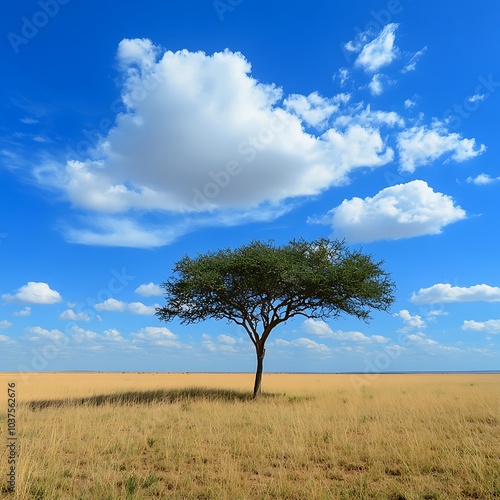 Beautiful tree thriving amidst savanna plains nature picture