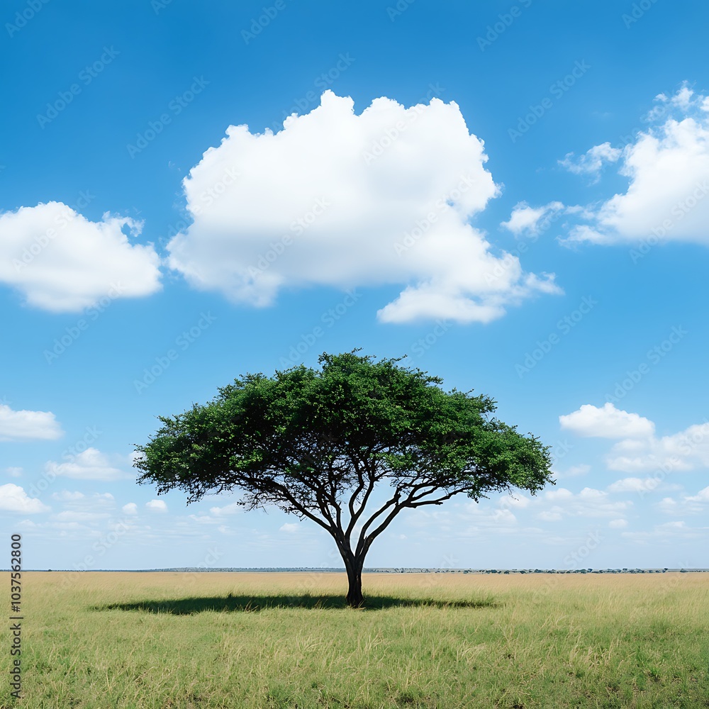 Iconic tree in the peaceful savanna plains image Iconic tree in the peaceful savanna plains image