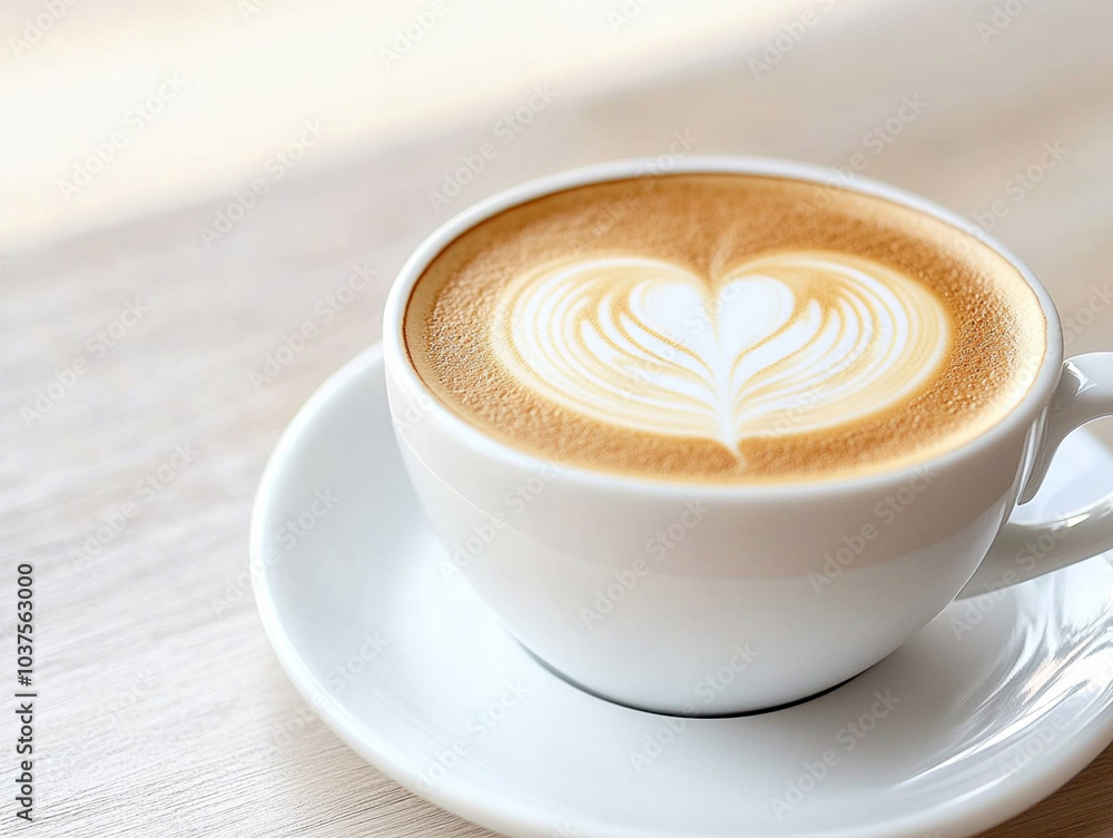 Nice Texture of Latte art on hot latte coffee . Milk foam in heart shape leaf tree on top of latte art from professional barista artist
Nice Texture of Latte art on hot latte coffee . Milk foam in heart shape leaf tree on top of latte art from professional barista artist