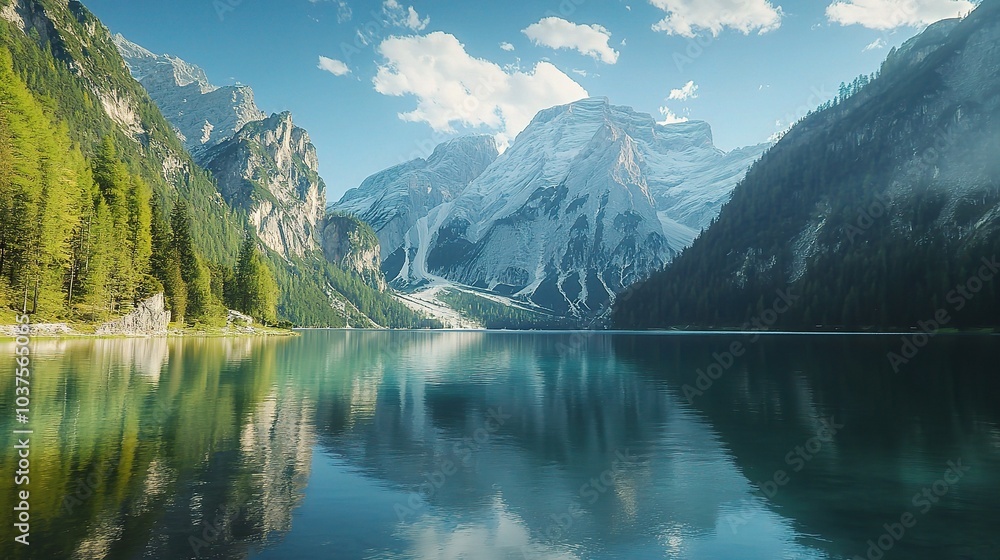 Fototapeta premium Serene Mountain Lake Reflection 