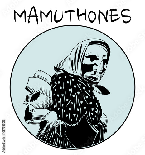 Fototapeta Vector image of a mamuthones mask