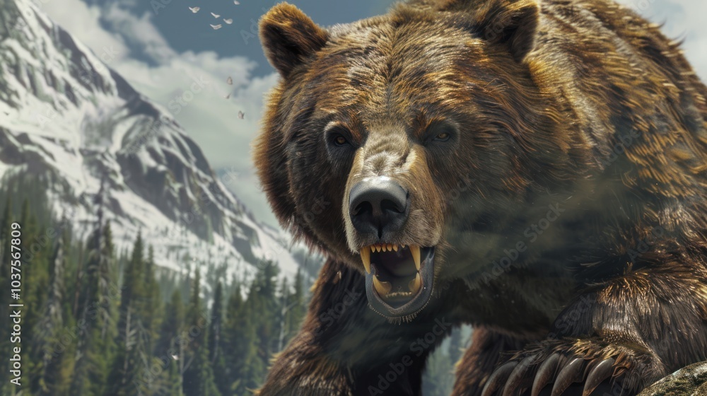 Fototapeta premium Grizzly Bear in Mountainous Wilderness