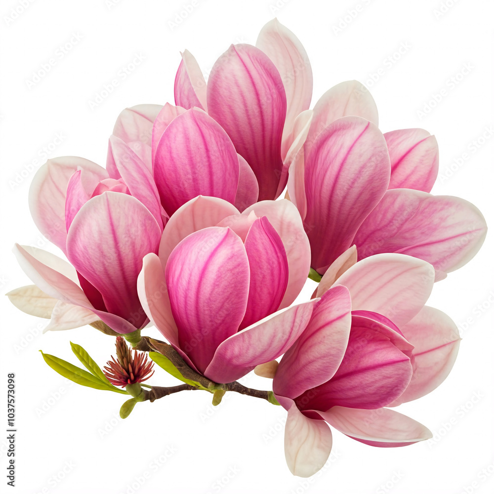 pink magnolia flower bouquet isolated on white background pink magnolia flower bouquet isolated on white background