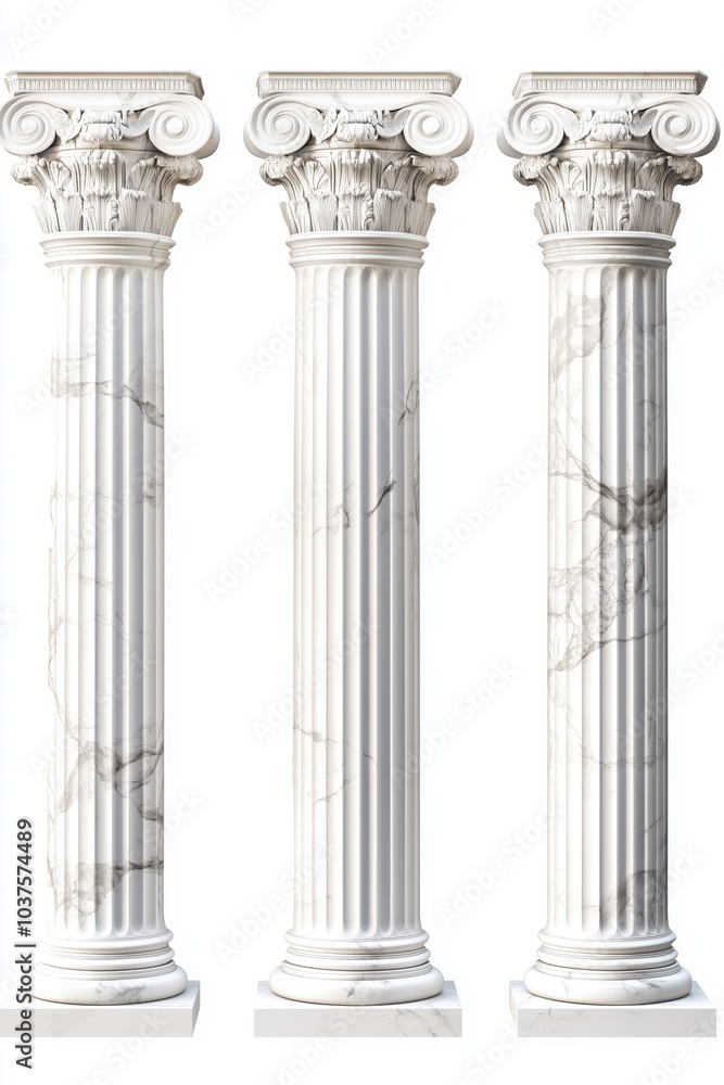 Classic antique marble column set. white doric column. ancient greek pillar. isolated on white background or transparent background Classic antique marble column set. white doric column. ancient greek pillar. isolated on white background or transparent background