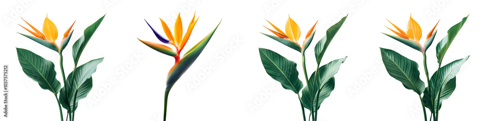 collection Set of A Strelitzia retinae flower isolated, on a transparent background cutout, PNG file collection Set of A Strelitzia retinae flower isolated, on a transparent background cutout, PNG file