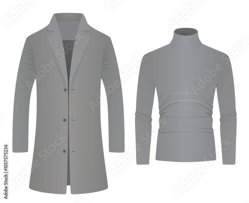 Long sleeve t shirt and coat. vector