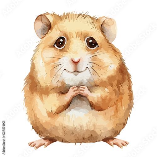 Vector Illustration of cartoon hamster, isolated on a white background, cartoon hamster vector