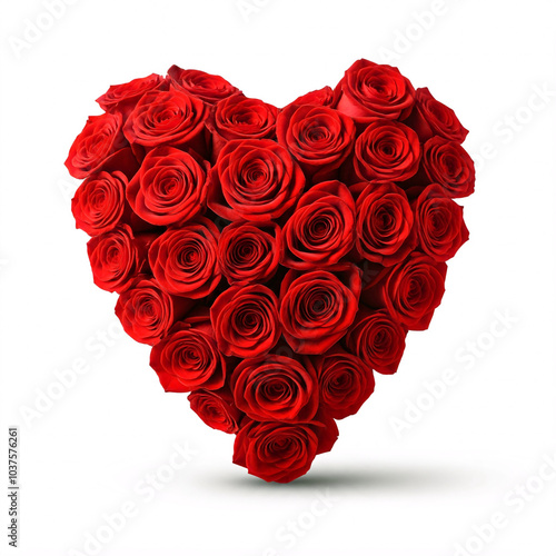 Wallpaper Mural red roses heart shape bouquet isolated on white background Torontodigital.ca