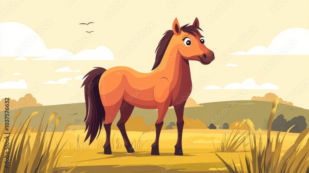 Playful 2D cartoon horse illustration Playful 2D cartoon horse illustration