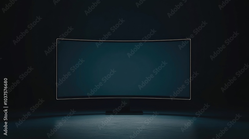 Realistic illustration of a blank curved screen monitor available in 4K resolution featuring a wide flat display with LCD or OLED technology Realistic illustration of a blank curved screen monitor available in 4K resolution featuring a wide flat display with LCD or OLED technology