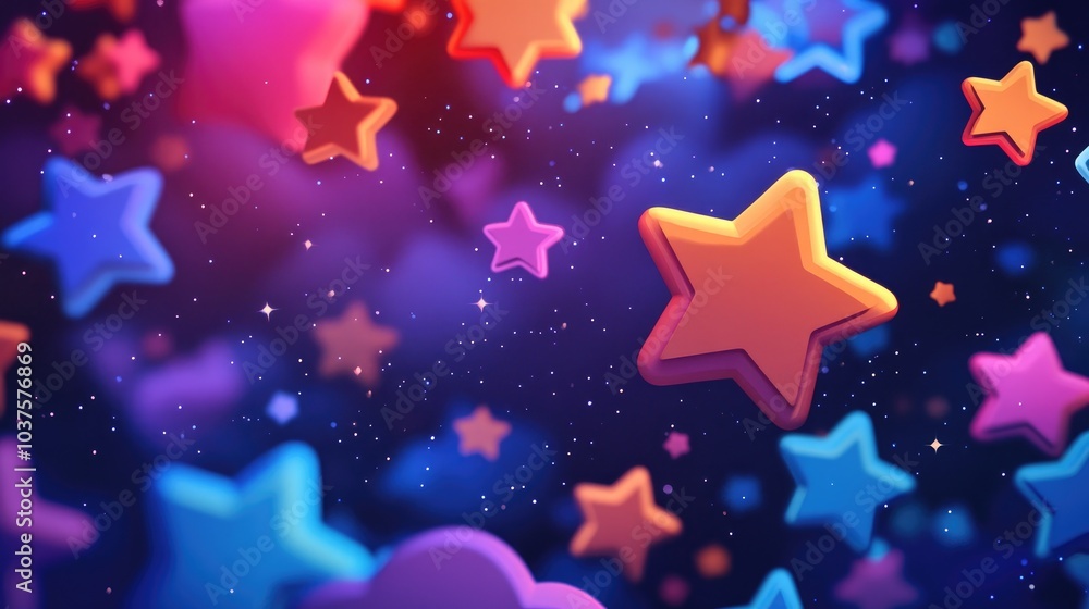 Night sky filled with stars in a 3D cartoon rendering Night sky filled with stars in a 3D cartoon rendering