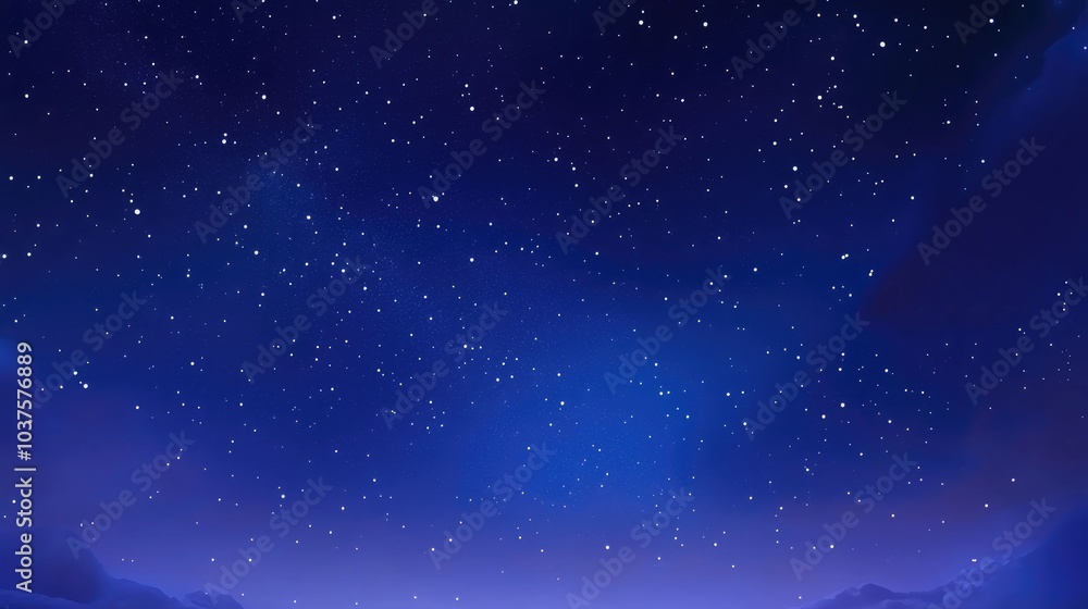 Fototapeta premium Beautiful wide blue night sky with stars and the Milky Way galaxy in a 3D cartoon rendering Concept of astronomy orientation and clear sky background