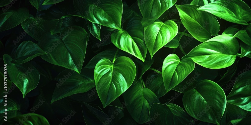 Full view of a lush Golden Pothos plant, Lush green Golden Pothos plant in full view Full view of a lush Golden Pothos plant, Lush green Golden Pothos plant in full view