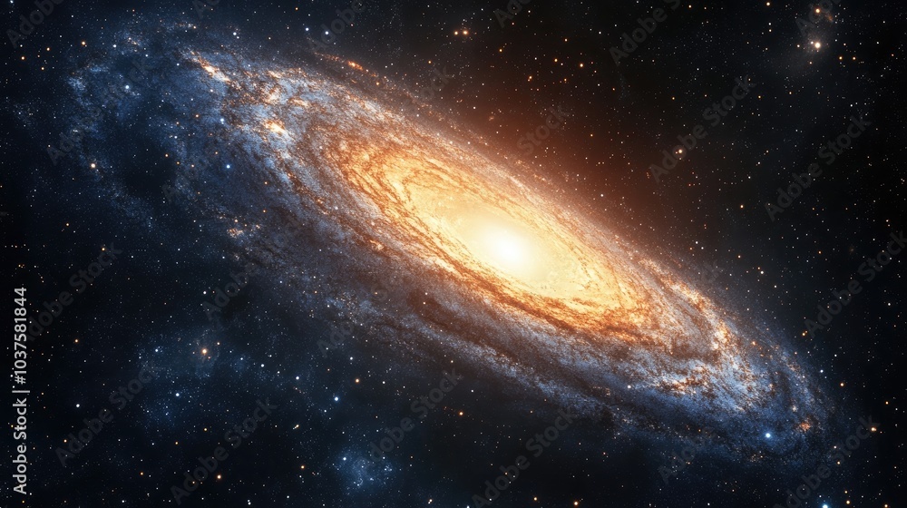 Fototapeta premium 3D cartoon rendering depicting a galaxy set against a starry night sky showcasing stars as seen from space