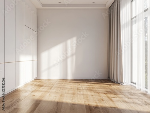 Wallpaper Mural A large empty room with white walls and wooden floors Torontodigital.ca