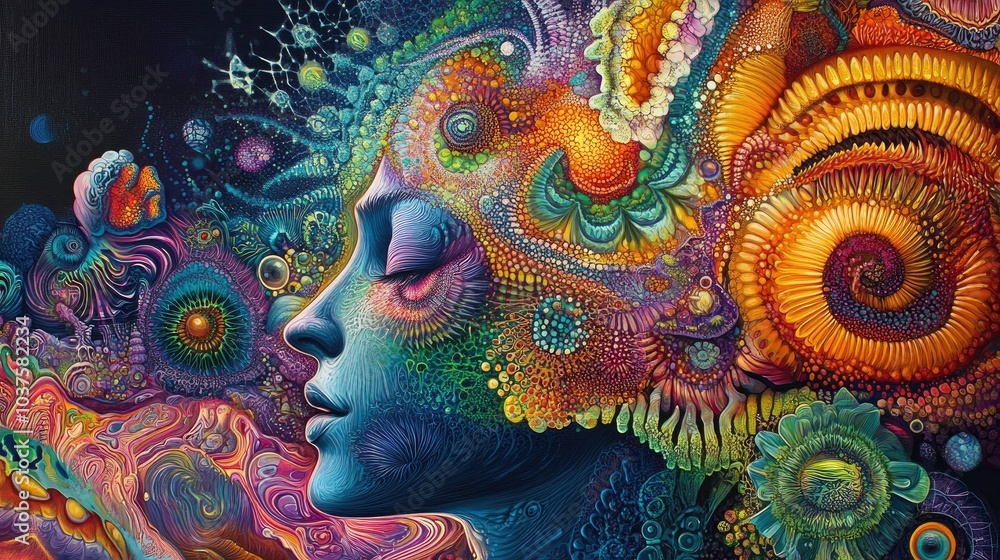 Fototapeta premium Psychedelic artwork showcasing innovative techniques for artistic expression with vibrant color combinations and stunning colorful illustrations