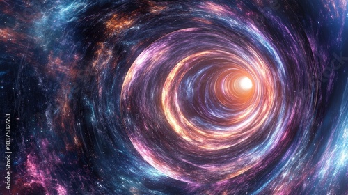 3D illustration of a cartoon rendering depicting a tunnel or wormhole that connects different universes showcasing an abstract speed tunnel warp in space a scene of transcending temporary space wi