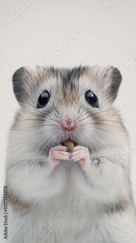 Adorable hamster with surprised expression and wide eyes