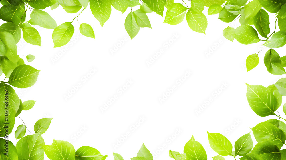 Leaves create green frame, border isolated for summer or spring card, decoration of branch and leaf designs nature plant foliage on transparent background Leaves create green frame, border isolated for summer or spring card, decoration of branch and leaf designs nature plant foliage on transparent background