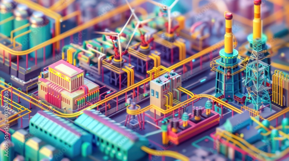 Obraz premium Colorful Industrial Complex