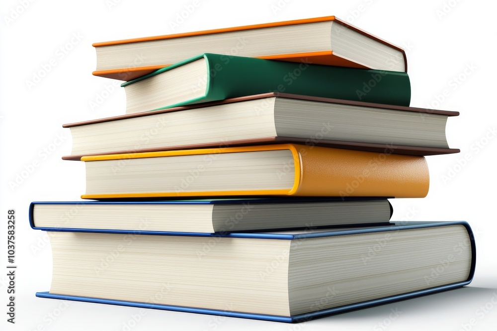 An isolated stack of books with a transparent background, rendered in 3D An isolated stack of books with a transparent background, rendered in 3D
