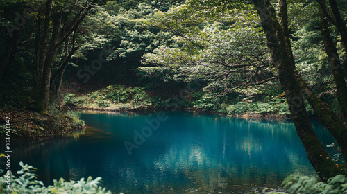 A hidden gem of a lake tucked away in a lush forest, inviting exploration and adventure.