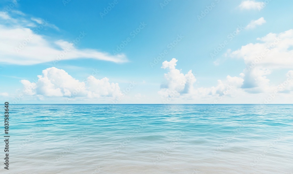 Serene ocean view with clear blue skies and gentle waves. Serene ocean view with clear blue skies and gentle waves.