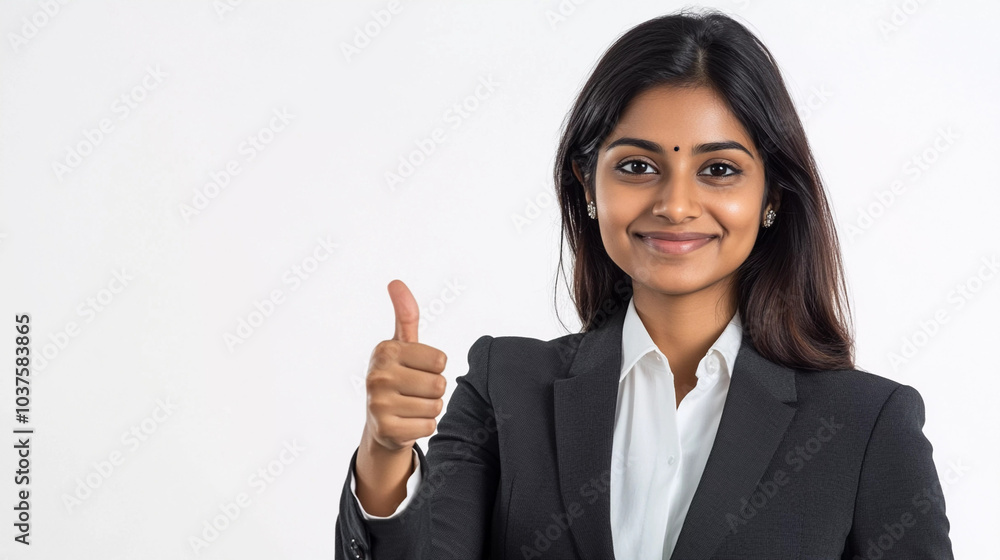 Female advocate showing thumb up isolated on white background Female advocate showing thumb up isolated on white background