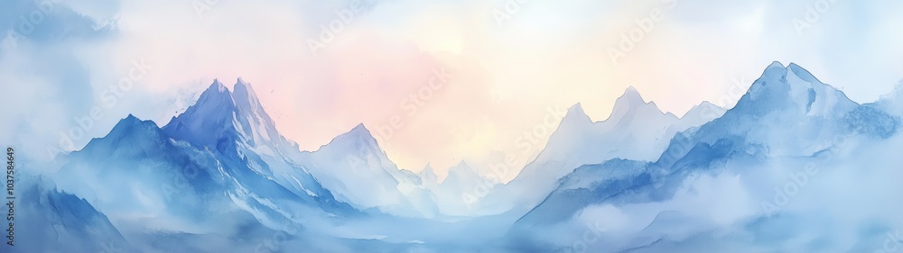 light watercolor of high mountains light watercolor of high mountains