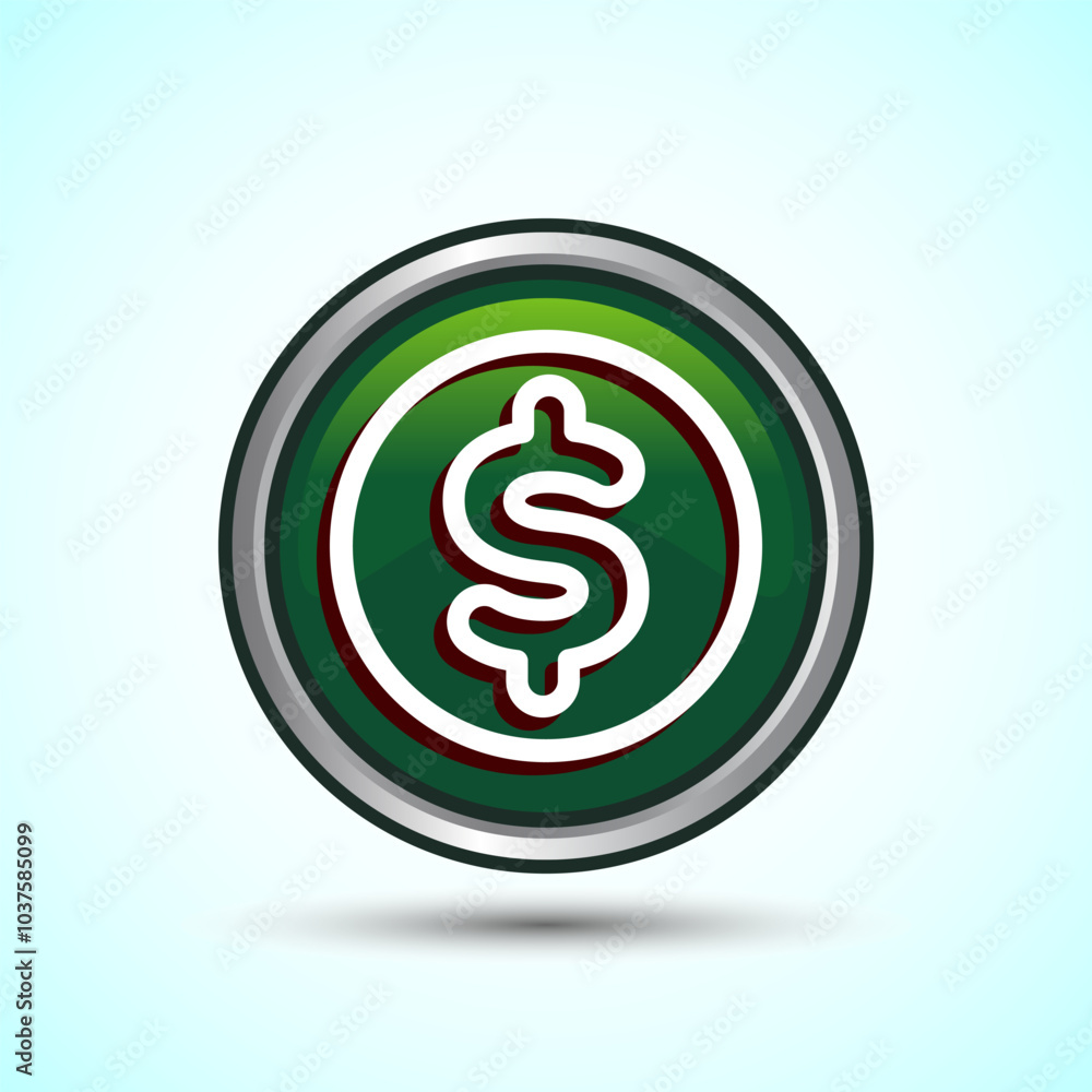 Dollar icon design illustration, Money icon sign for financial apps and websites, Green Color Round Button Design Dollar icon design illustration, Money icon sign for financial apps and websites, Green Color Round Button Design