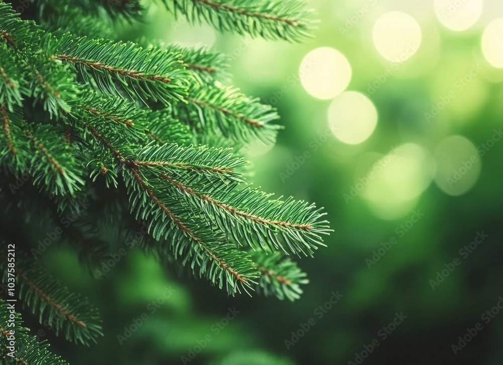 Close-up of green pine tree branches with a bokeh background. evergreen fir trees in a forest, a natural texture for wallpaper or decoration design. Christmas card concept. Background for a Christmas Close-up of green pine tree branches with a bokeh background. evergreen fir trees in a forest, a natural texture for wallpaper or decoration design. Christmas card concept. Background for a Christmas