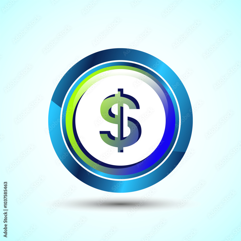 Dollar icon design illustration, Money icon sign for financial apps and websites, Glossy Round Button Design Dollar icon design illustration, Money icon sign for financial apps and websites, Glossy Round Button Design