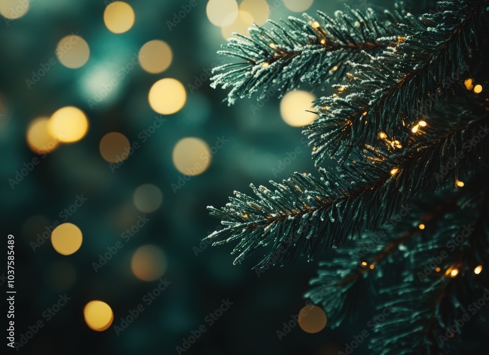 Close-up of green pine tree branches with a bokeh background. evergreen fir trees in a forest, a natural texture for wallpaper or decoration design. Christmas card concept. Background for a Christmas Close-up of green pine tree branches with a bokeh background. evergreen fir trees in a forest, a natural texture for wallpaper or decoration design. Christmas card concept. Background for a Christmas