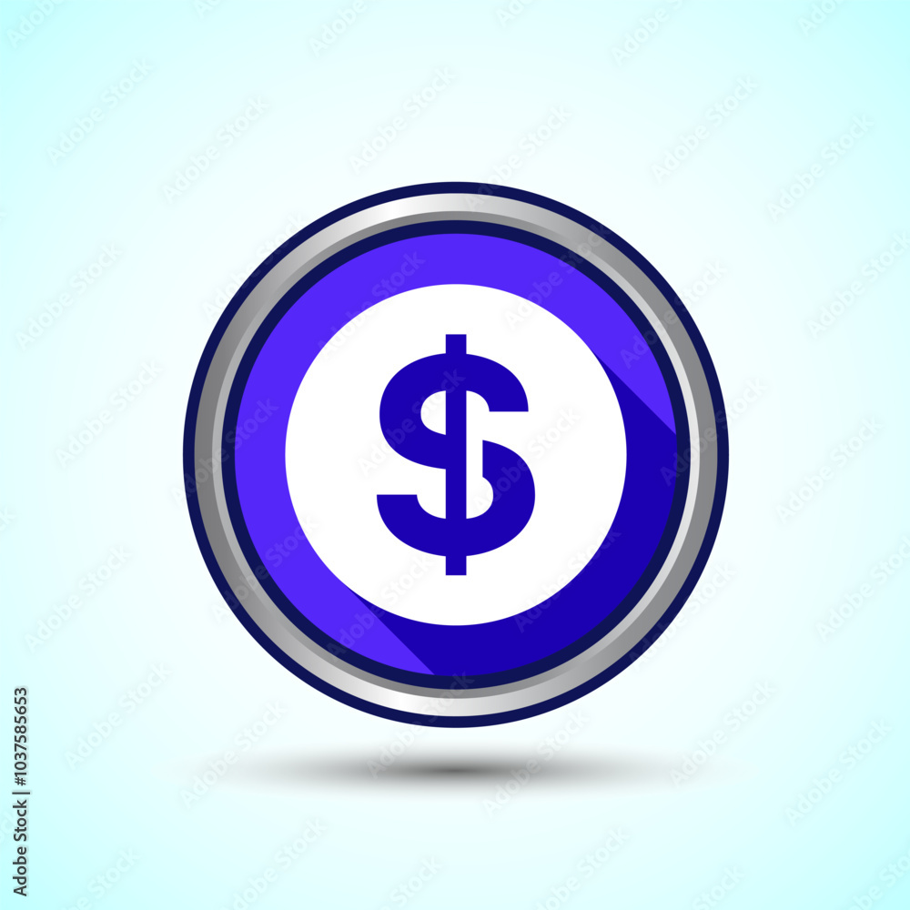 Dollar icon design illustration, Money icon sign for financial apps and websites, Blue Shadow Button Design Dollar icon design illustration, Money icon sign for financial apps and websites, Blue Shadow Button Design