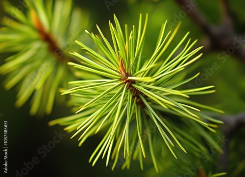 Close-up of green pine tree branches with a bokeh background. evergreen fir trees in a forest, a natural texture for wallpaper or decoration design. Christmas card concept. Background for a Christmas 