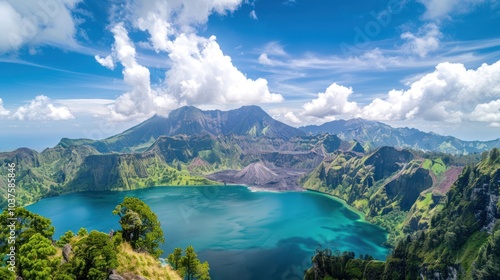 Volcanic Lake and Mountains